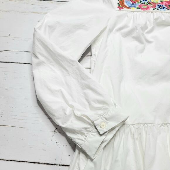J. Crew Cotton Poplin Tunic Dress Farmer's Market Embroidery White Floral Small - Picture 8 of 13